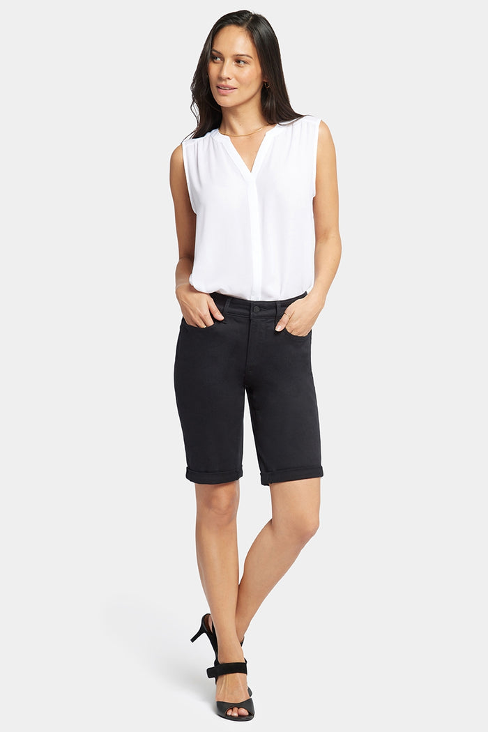 Briella 11 Inch Denim Shorts With Roll Cuffs | Black