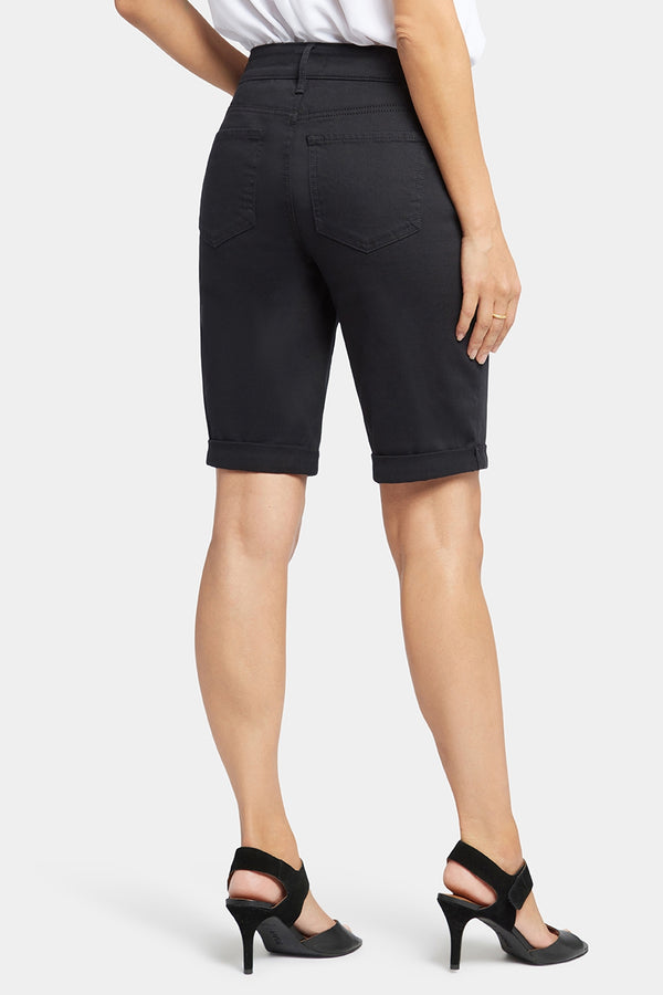 Briella 11 Inch Denim Shorts With Roll Cuffs | Black