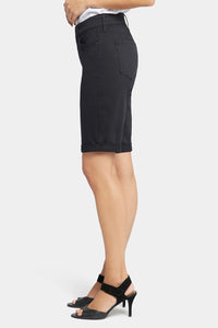 Briella 11 Inch Denim Shorts With Roll Cuffs | Black