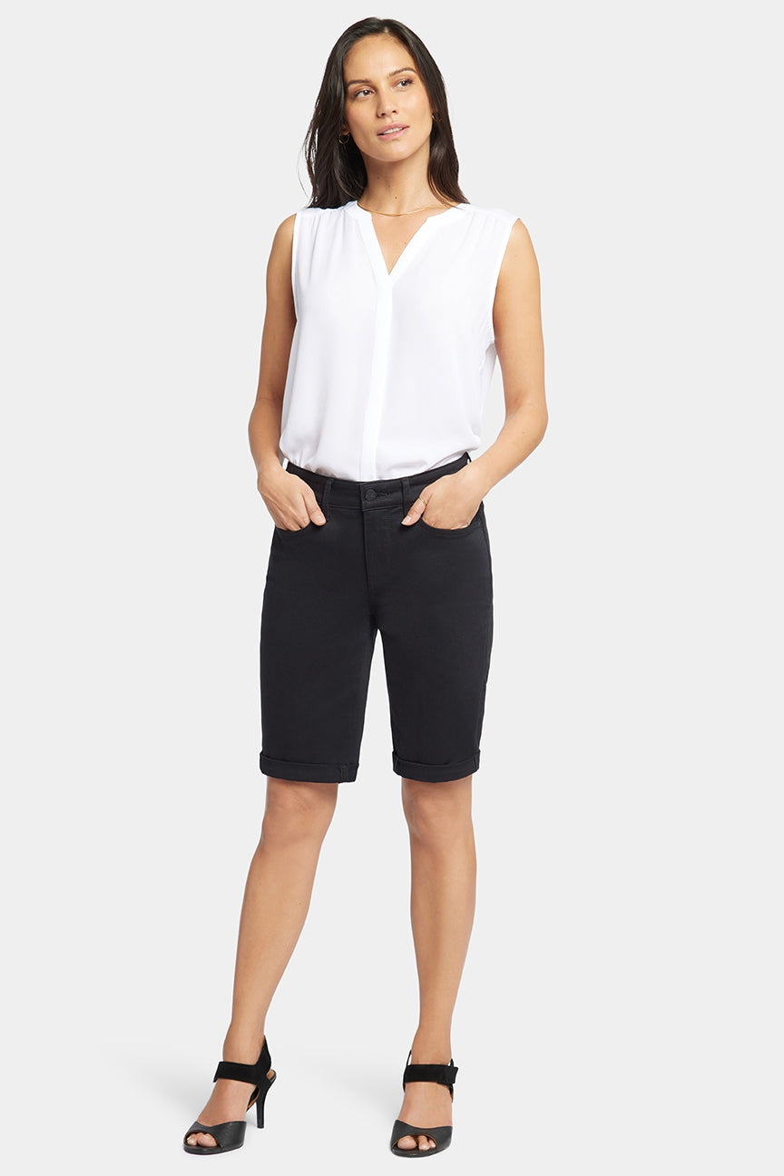 Briella 11 Inch Denim Shorts With Roll Cuffs | Black