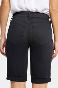 Briella 11 Inch Denim Shorts With Roll Cuffs | Black