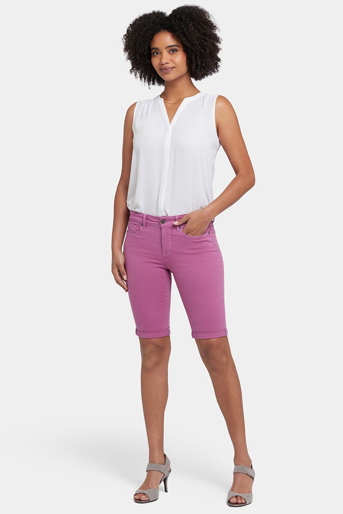 Briella 11 Inch Denim Shorts With Roll Cuffs | Red Violet