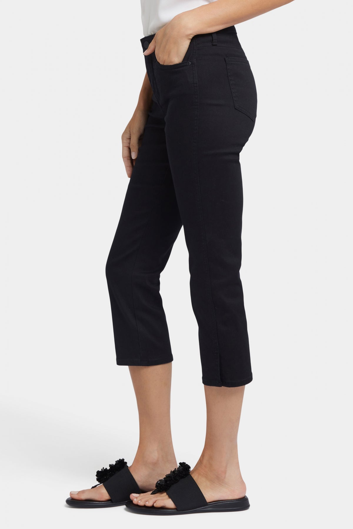 Chloe Capri Jeans With Side Slits | Black | Pants | NYDJ