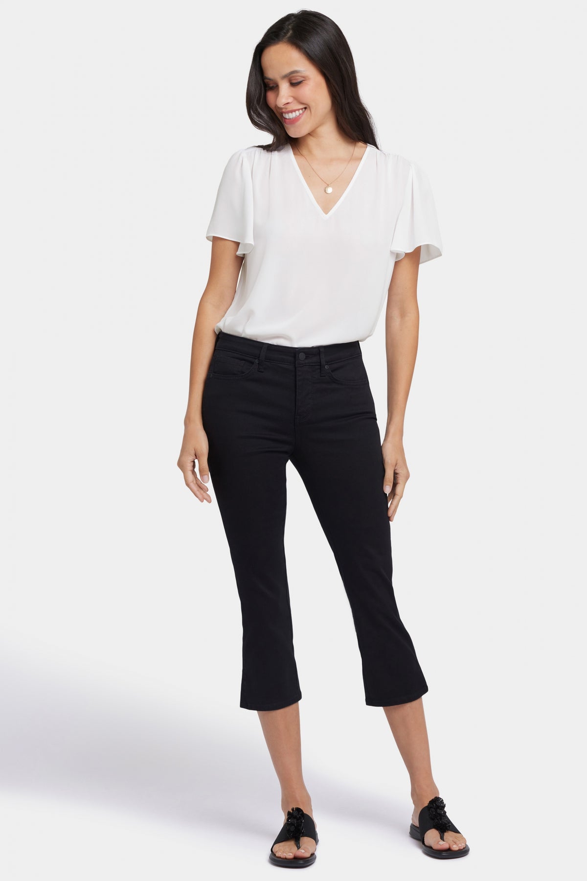 Chloe Capri Jeans With Side Slits | Black | Pants | NYDJ