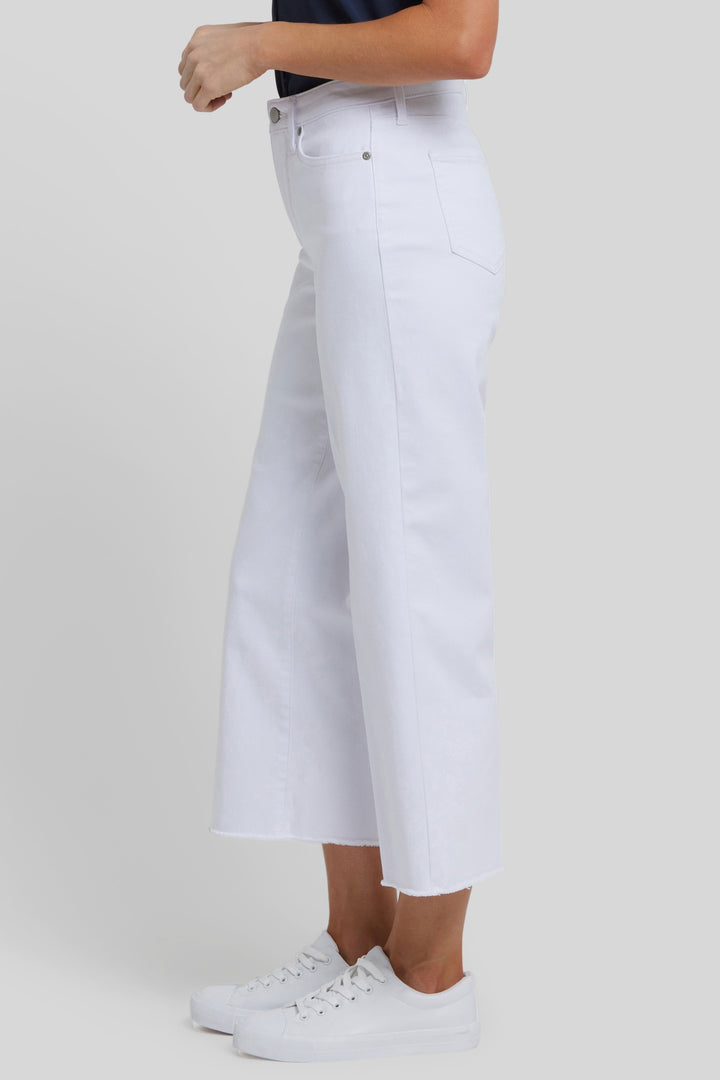 Coco Relaxed Wide Leg Crop Jeans With High Rise | Optic White | Denim | NYDJ
