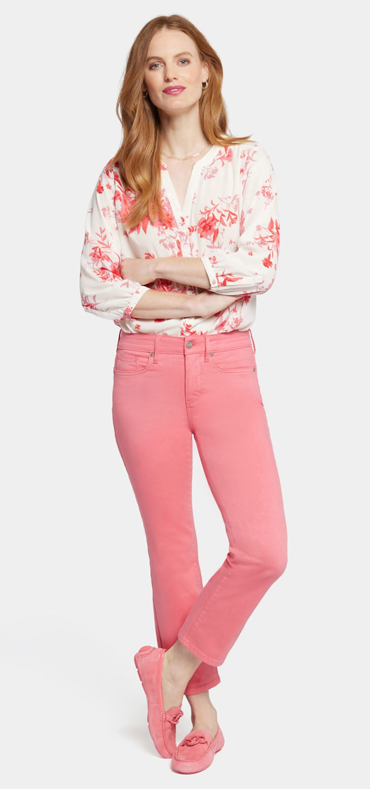 Marilyn Straight Ankle Jeans Pink Coloured Denim | Pink Punch | Denim | NYDJ