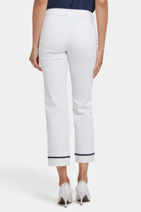 Marilyn Straight Ankle Jeans With Deep Cuffs And Binding Detail | Optic White | Pants | NYDJ