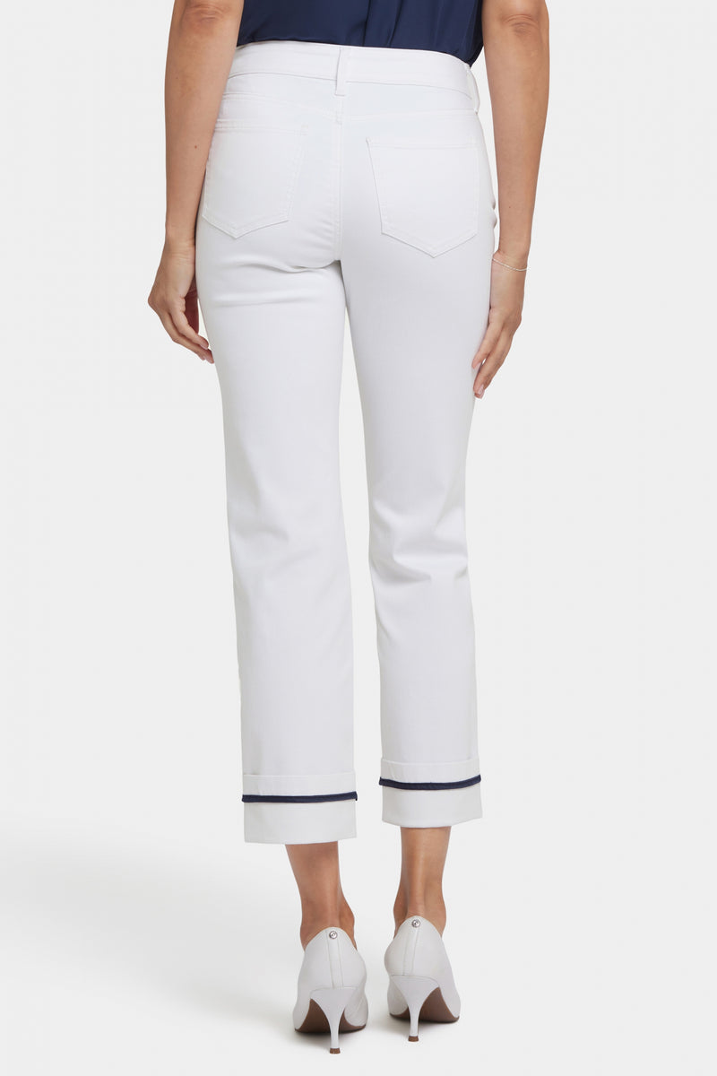 Marilyn Straight Ankle Jeans With Deep Cuffs And Binding Detail | Optic White | Pants | NYDJ