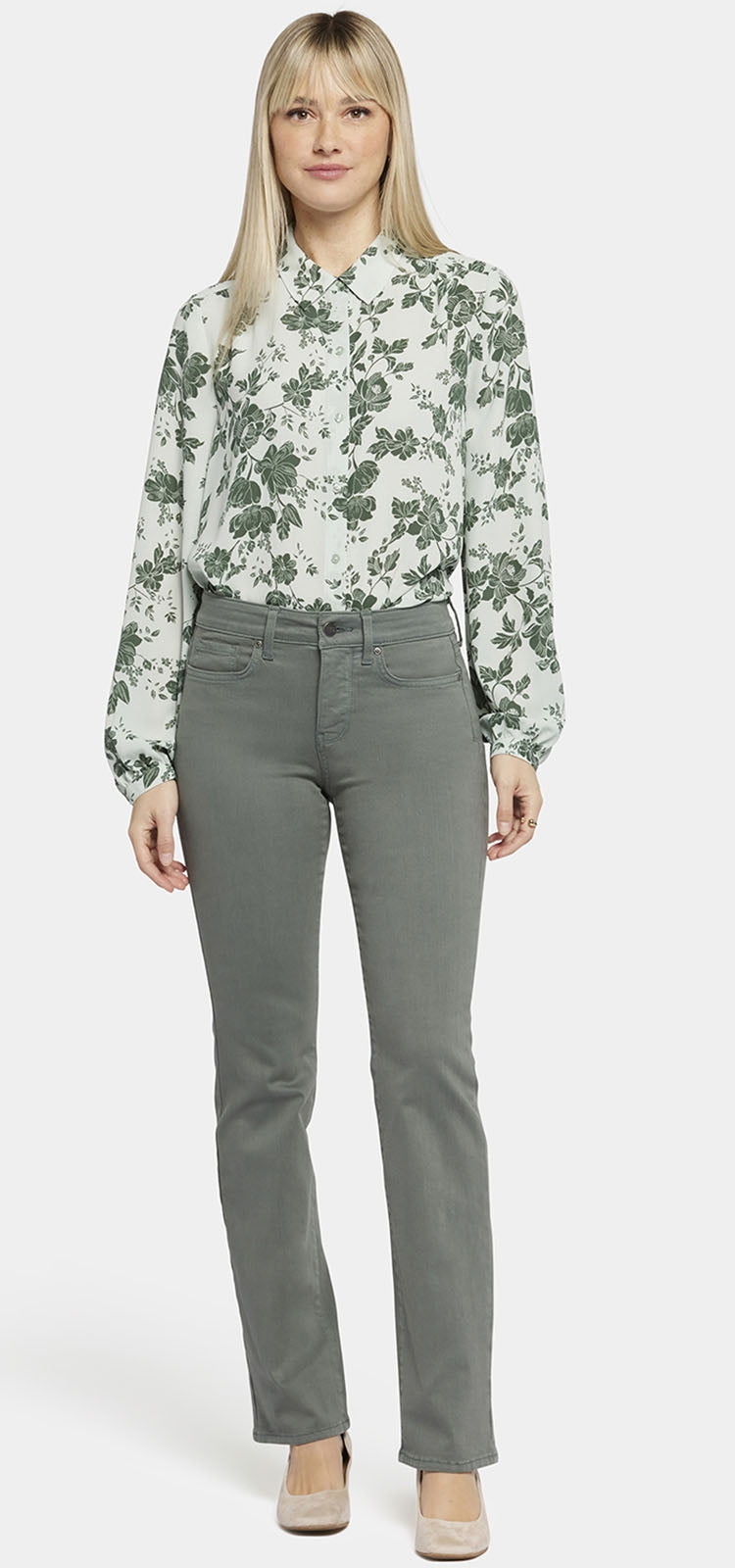 Marilyn Straight Jeans Green Coloured Denim | Sage Leaf | Pants | NYDJ