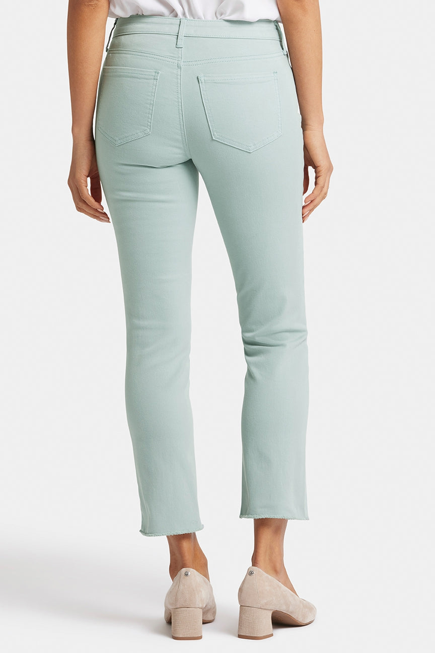 Sheri Slim Ankle Jeans Frayed Hems Green Coloured Denim | Snow Mint | Pants | NYDJ