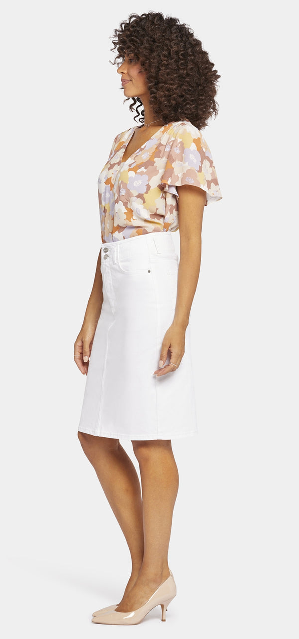 High Rise Skirt White Coloured Denim | Optic White | Skirt | NYDJ