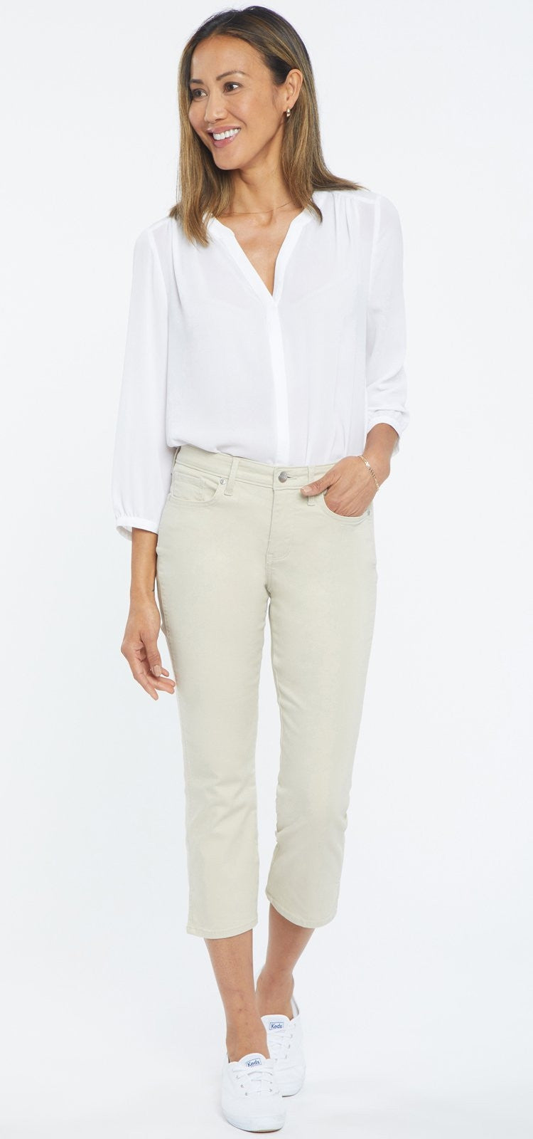 Chloe Capri Jeans Beige Premium Denim | Feather | Denim | NYDJ