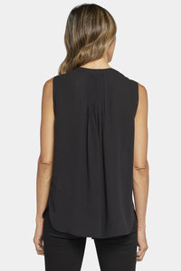 Sleeveless Pintuck Blouse | Black | Top | NYDJ