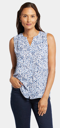 Sleeveless Pintuck Blouse Fleck Print | Hayward Hills | Top | NYDJ