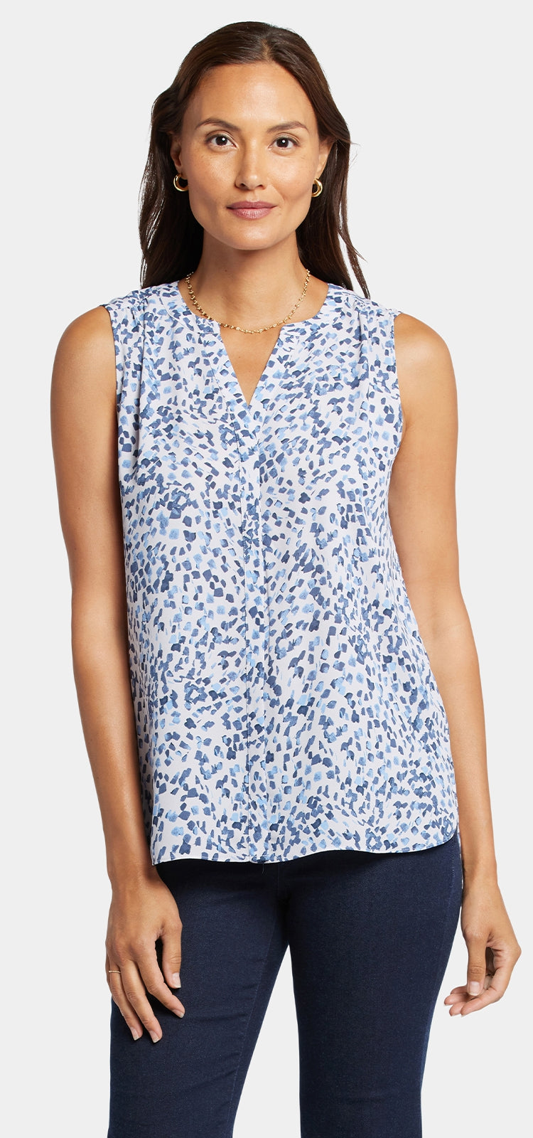 Sleeveless Pintuck Blouse Fleck Print | Hayward Hills | Top | NYDJ