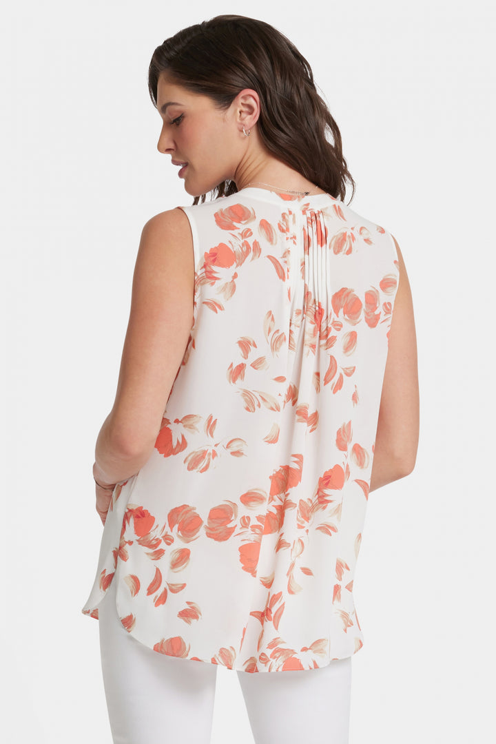 Sleeveless Pintuck Blouse Imprimé Floral Abstrait | Aurora