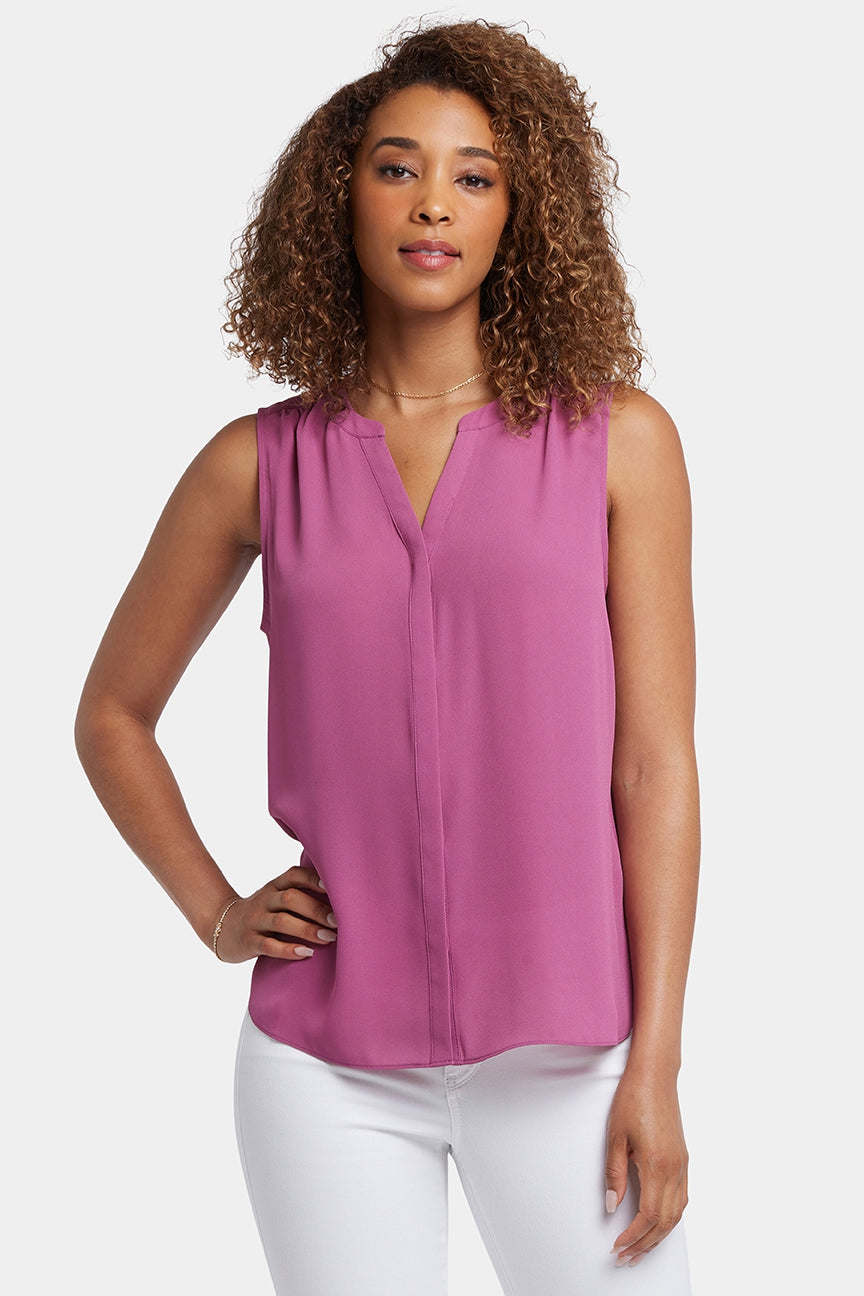 Sleeveless Pintuck Blouse | Red Violet | Top | NYDJ