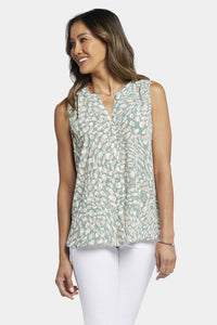 Sleeveless Pintuck Blouse Graphic Print | Endless Sea | Top | NYDJ