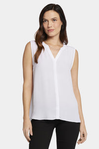 Sleeveless Pintuck Blouse | Optic White | Top | NYDJ