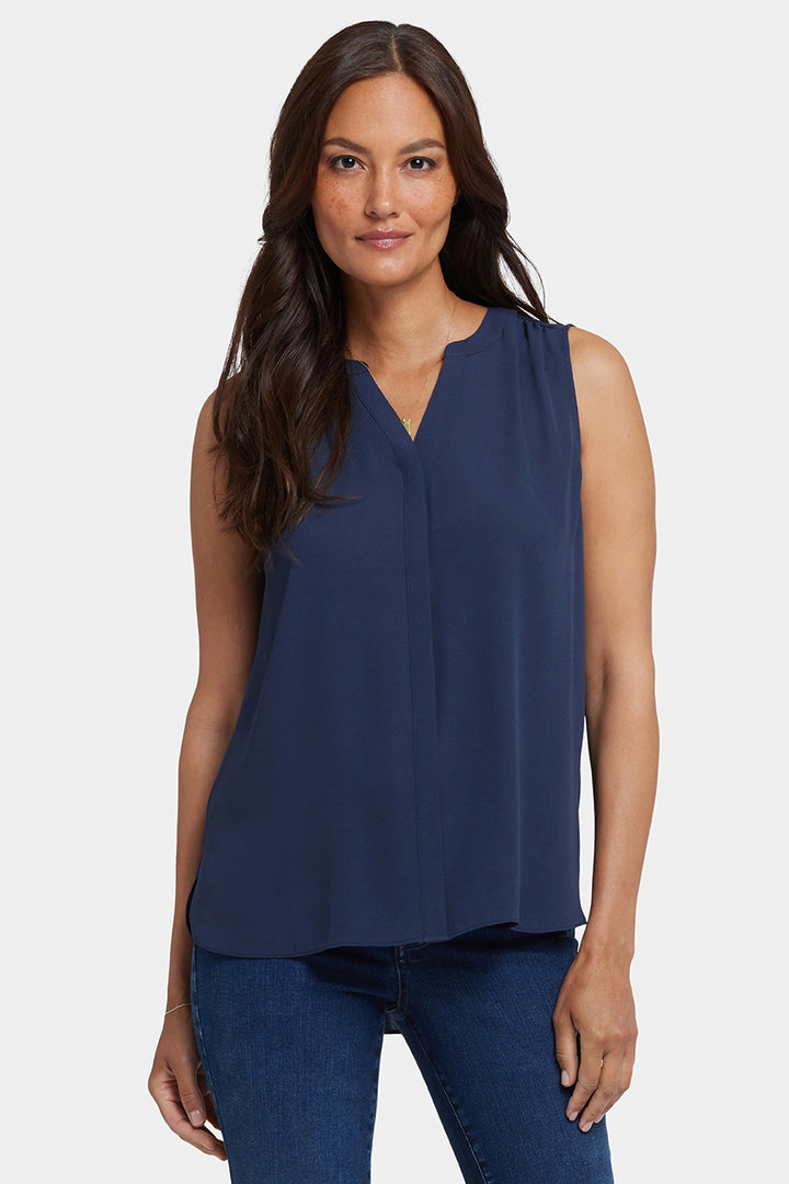 Blouse Sans Manches à Pintuck | Oxford Navy