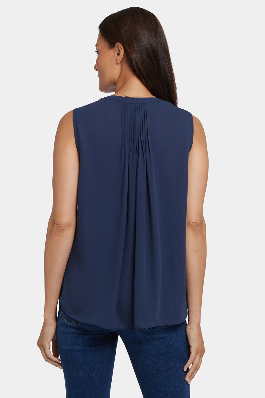 Blouse Sans Manches à Pintuck | Oxford Navy
