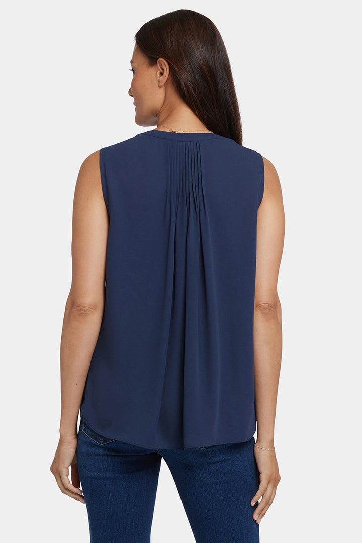 Blouse Sans Manches à Pintuck | Oxford Navy