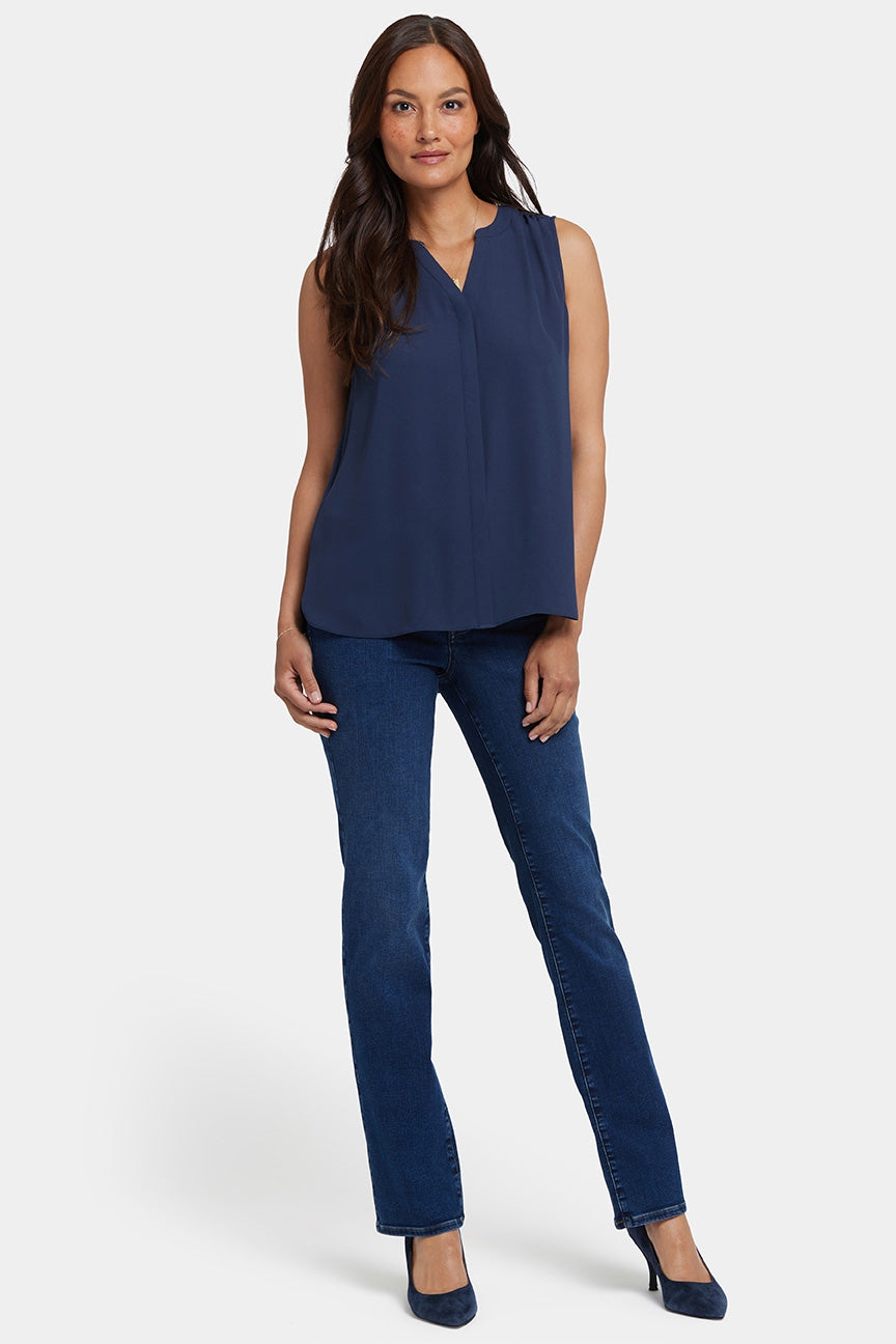 Sleeveless Pintuck Blouse | Oxford Navy | Top | NYDJ