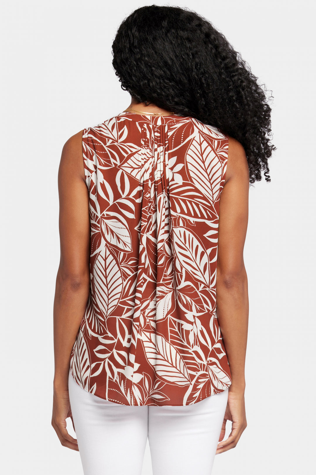 Sleeveless Pintuck Blouse Imprimé Tropical | Arianna