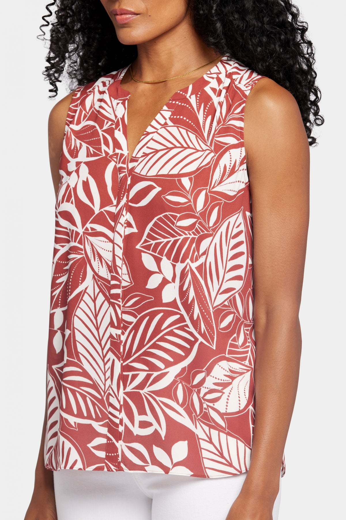 Sleeveless Pintuck Blouse Tropical Print | Arianna | Top | NYDJ