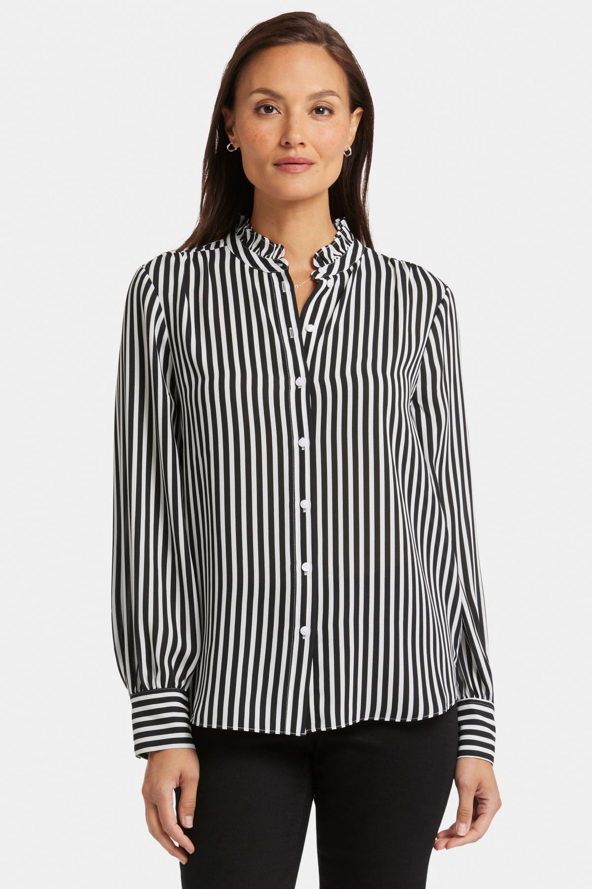 Ruffle Neck Blouse Striped | Citiscape | Blouse | NYDJ