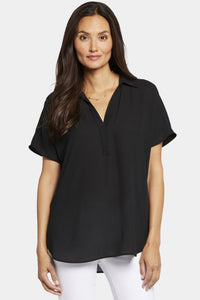 Becky Short Sleeved Blouse | Black | Blouse | NYDJ