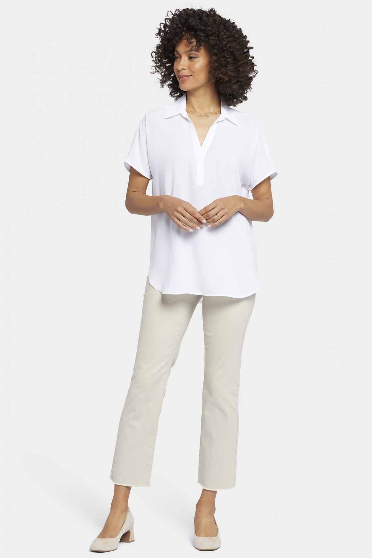 Becky Short Sleeved Blouse | Optic White | Blouse | NYDJ