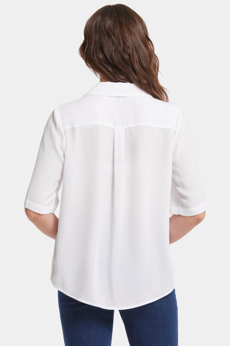 Gabrielle Short Sleeved Blouse | Optic White | Blouse | NYDJ