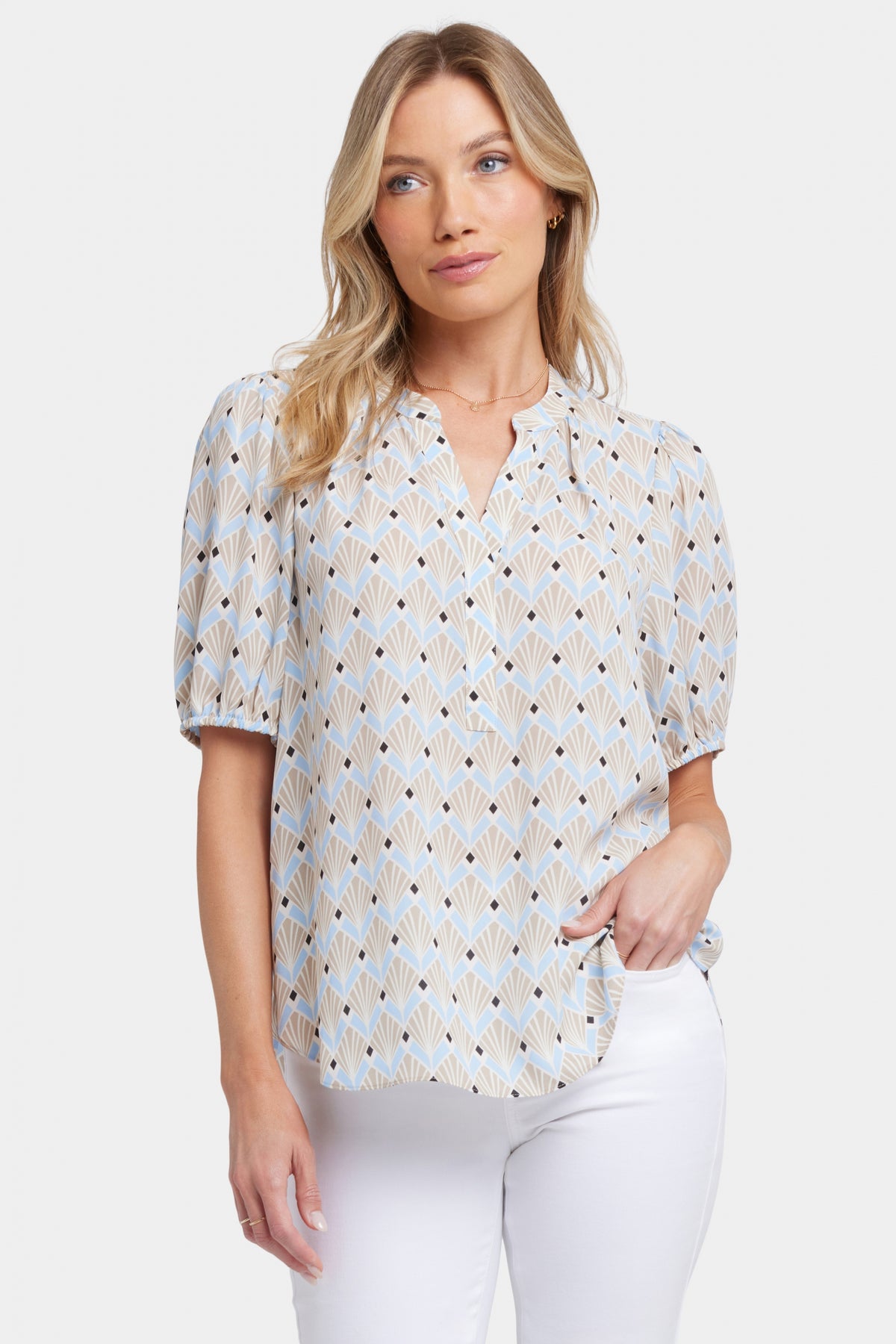 Short Puff Slv Popover | Cabo Punta | Blouse | NYDJ