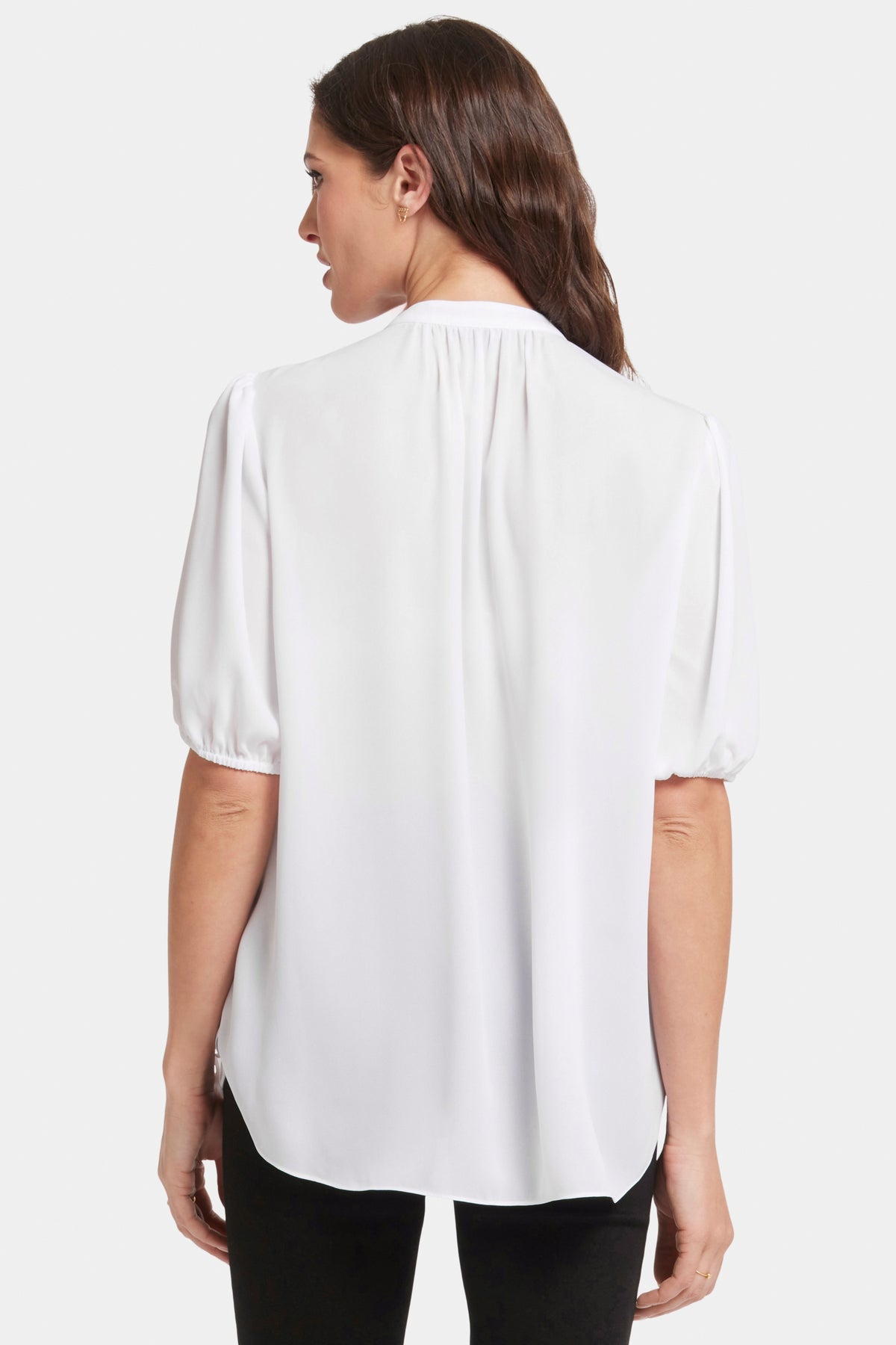 Short Puff Sleeve Top | Optic White | Blouse | NYDJ