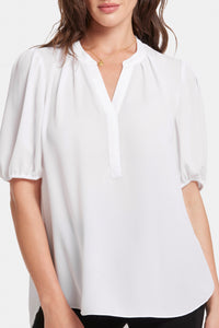 Short Puff Sleeve Top | Optic White | Blouse | NYDJ