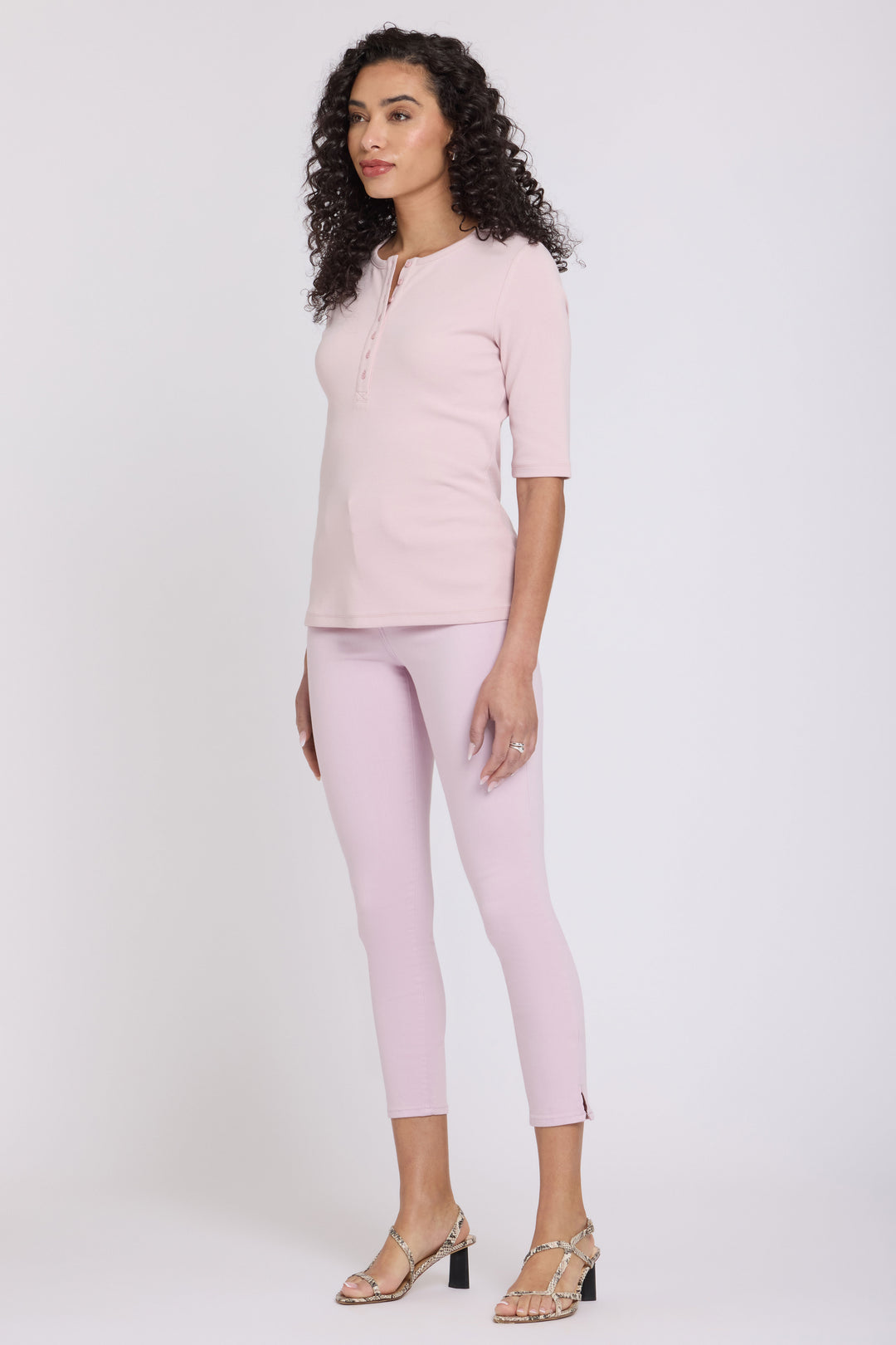 Ribbed Elbow Sleeved Henley | Rock Flower | Top | NYDJ