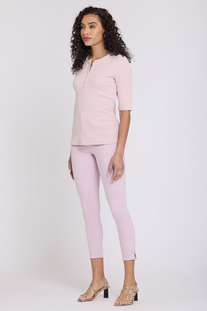 Ribbed Elbow Sleeved Henley | Rock Flower | Top | NYDJ