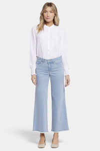 Teresa Wide Leg Ankle Jeans Frayed Hems Light Blue Premium Denim | Westminster | Pants | NYDJ