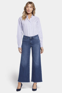 Teresa Wide Leg Ankle Jeans Frayed Hems Medium Blue Premium Denim | Riverwalk | Pants | NYDJ