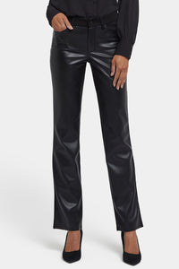 Vegan Stretch Leather Marilyn Straight Pants | Black | Pants | NYDJ
