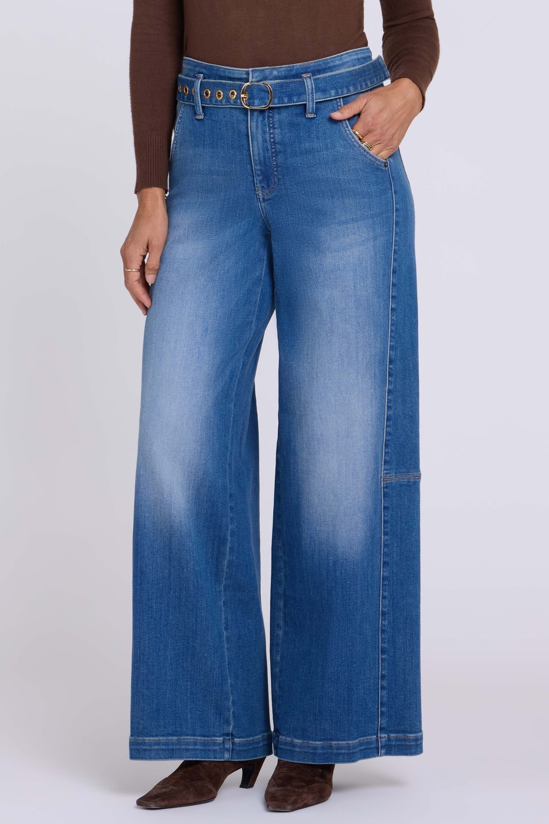 Jean Gracie jambe large taille haute | Agave