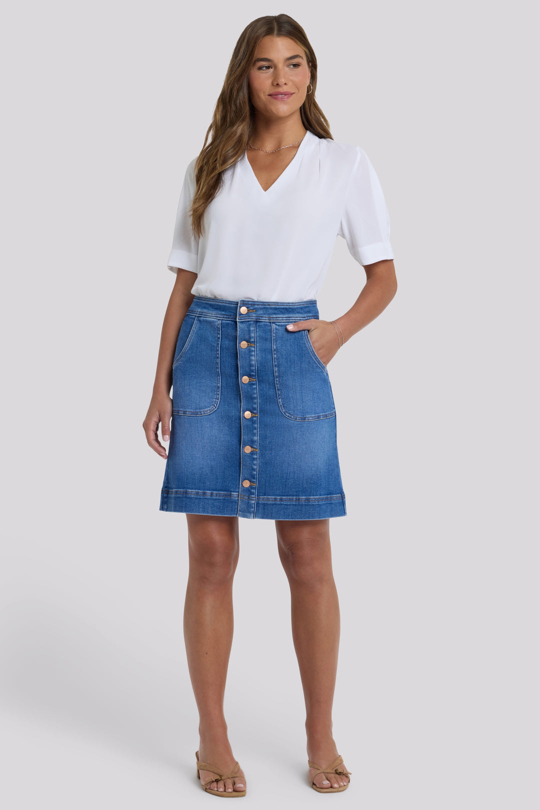 High Rise A-Line Utility Denim Skirt | Blue Paradise | Denim | NYDJ