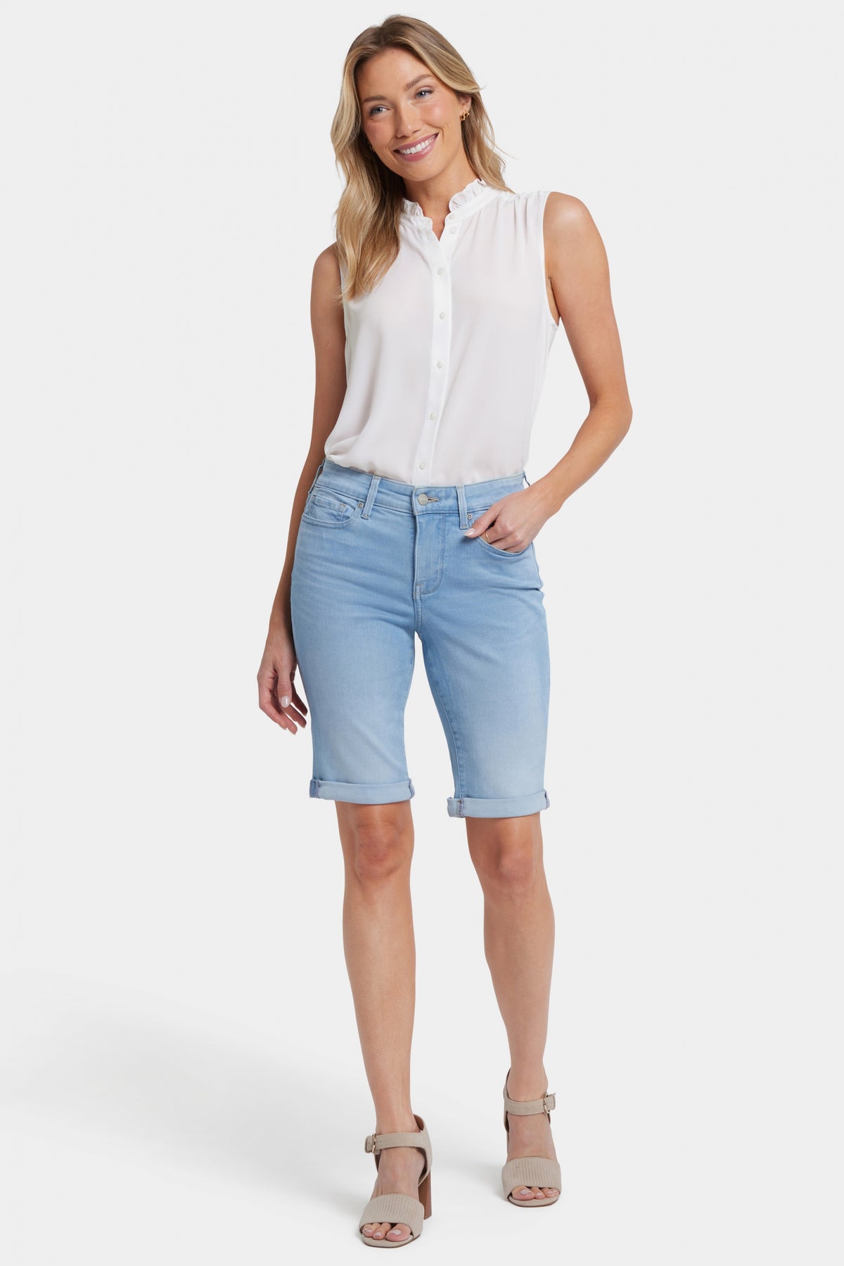 Briella 11 Inch Denim Shorts With Roll Cuffs | Canary Beach | Pants | NYDJ