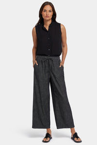 Jayne Pull-On Wide Leg Ankle Pants | Black Rinse | Pants | NYDJ