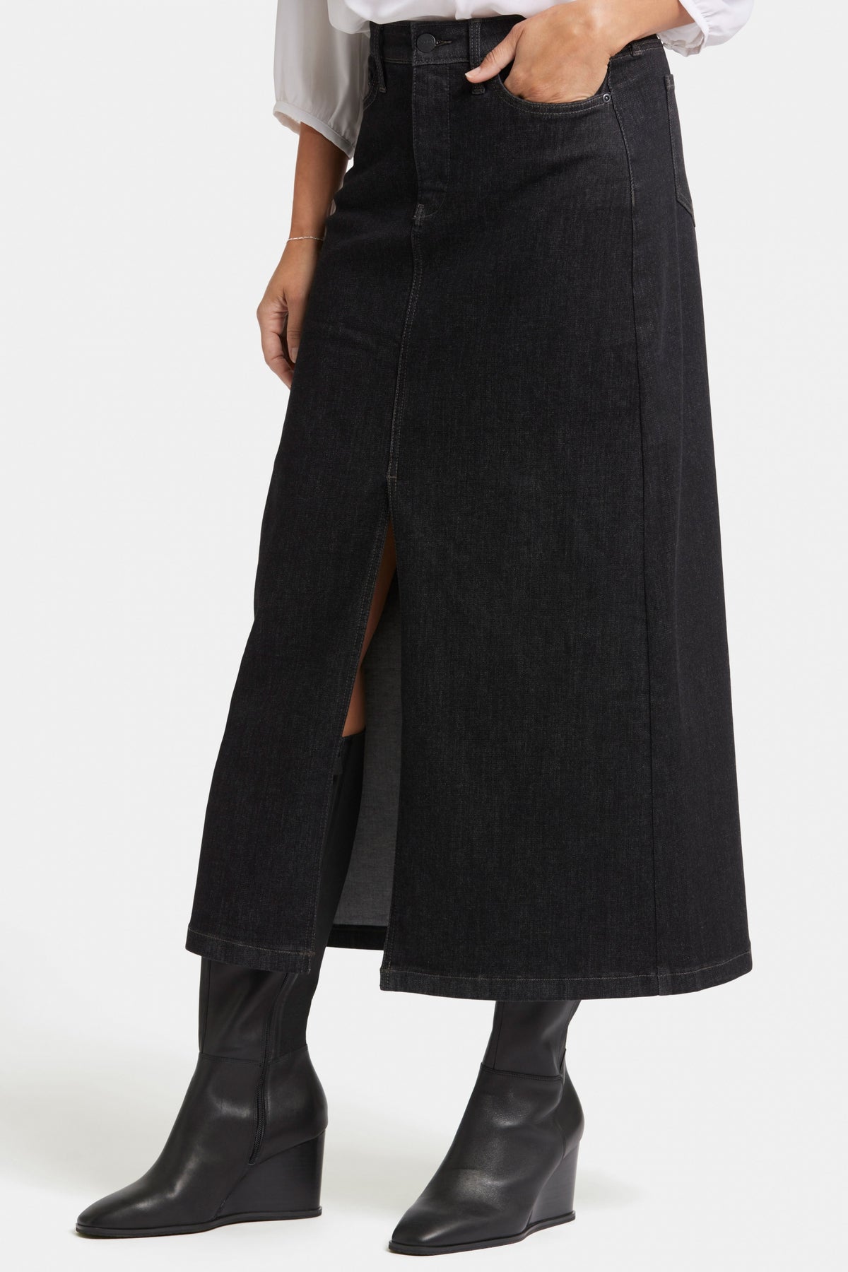 High Rise Long Skirt With Center Front Slit | Eternity | Skirt | NYDJ