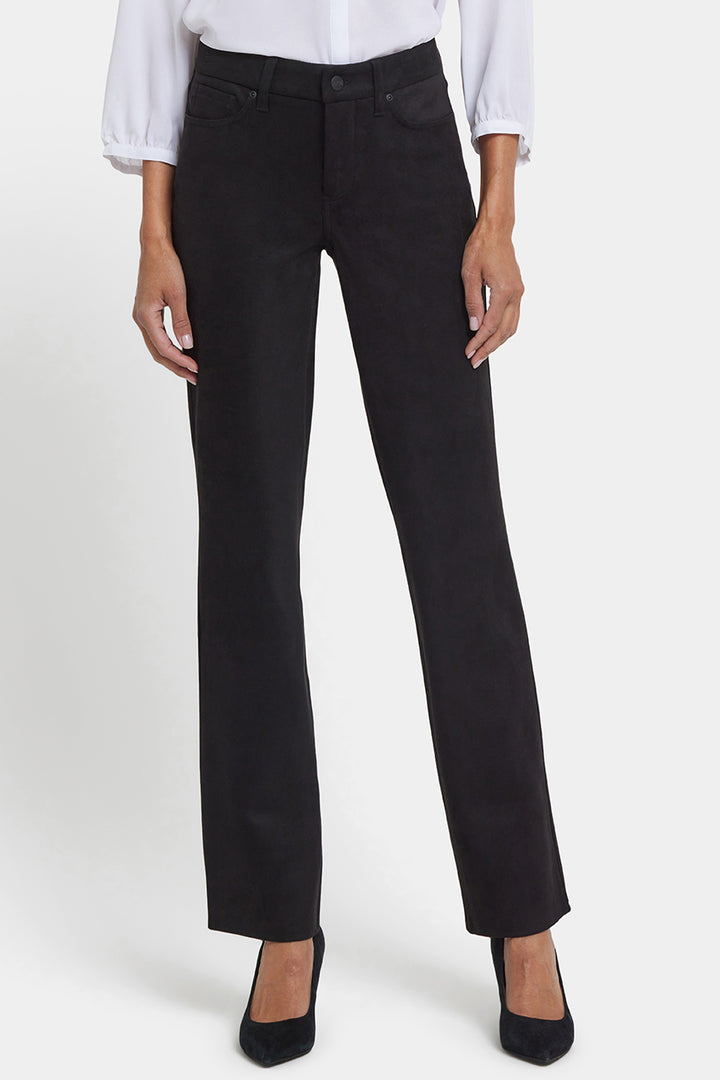 Marilyn Straight Pants in Stretch Faux Suede | Black
