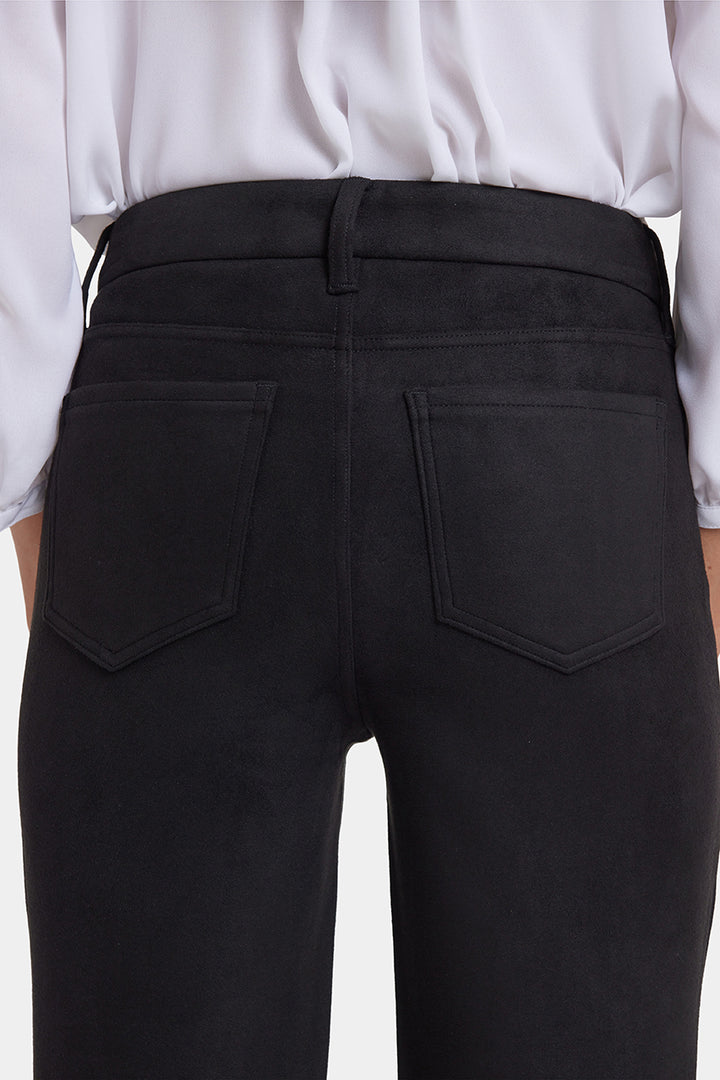 Marilyn Straight Pants in Stretch Faux Suede | Black