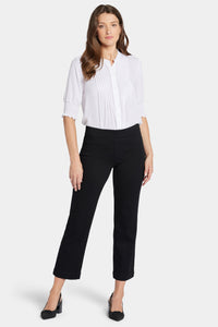 Bailey Relaxed Straight Ankle Pull-On Jeans In Soft-Contour Denim™ | Overdye Black | Pants | NYDJ