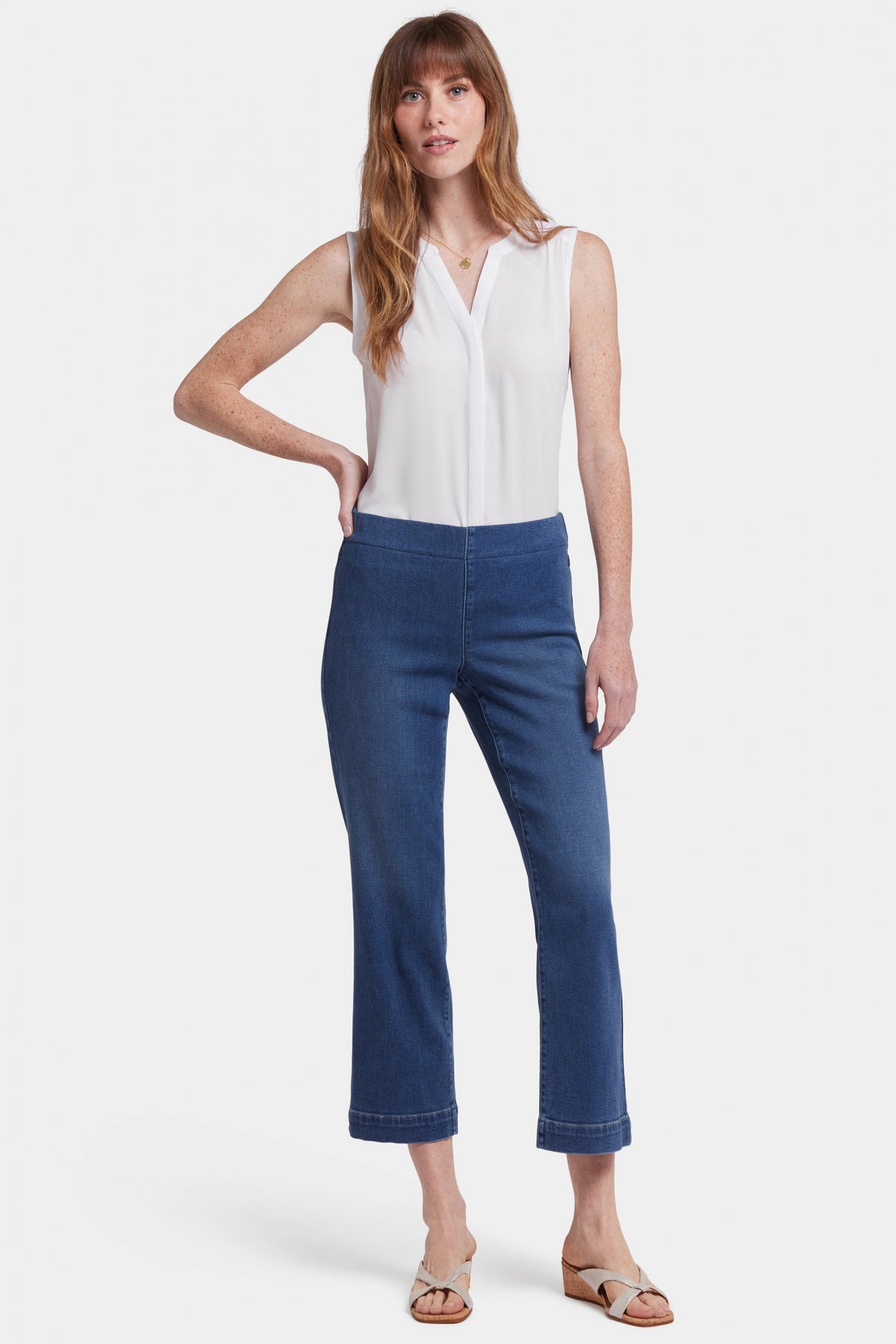 Bailey Relaxed Straight Ankle Pull-On Jeans In Soft-Contour Denim™ | Valencia Surf | Pants | NYDJ